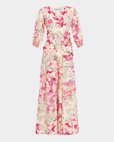 Chiara Boni La Petite Robe Floral-print Side Ruffle Gown In Printemps