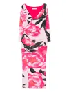 Chiara Boni La Petite Robe Ruched Floral-print Bodycon Midi Dress In Multi