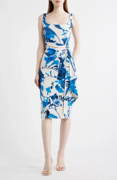 Chiara Boni La Petite Robe Floral Ruffle Detail Cocktail Sheath Dress In Orange