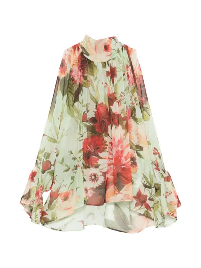 Chiara Boni La Petite Robe Floral Ruffled Shirt In Green