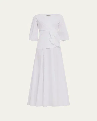 Chiara Boni La Petite Robe Flower-embellished Stretch Cotton Maxi Dress In White