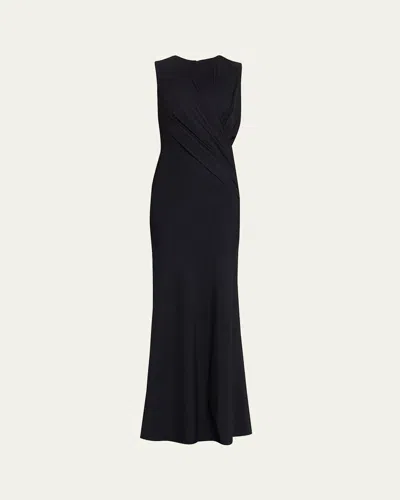 Chiara Boni La Petite Robe Frozy Sleeveless Draped Column Gown In Black