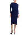 Chiara Boni La Petite Robe Gekko Boat Neck Gathered Dress In Blue