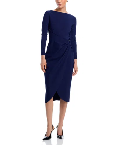 Chiara Boni La Petite Robe Gekko Boat Neck Gathered Dress In Blue