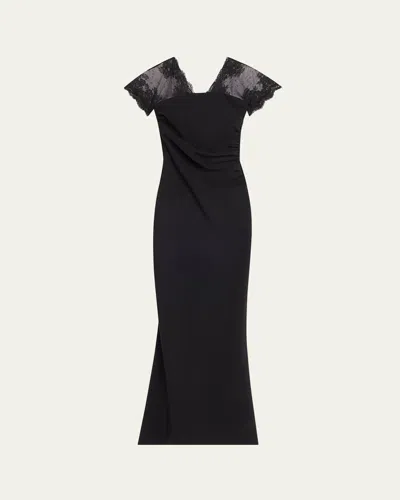 Chiara Boni La Petite Robe Genic Ruched Lace-embellished Mermaid Gown
