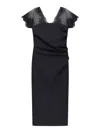 Chiara Boni La Petite Robe Genic Sheath Dress In Satin With Lace Insert In Black