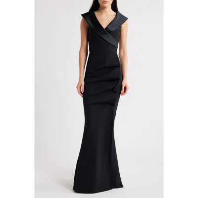 Chiara Boni La Petite Robe Giy Satin Trim Mermaid Gown In Nero