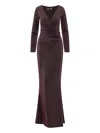 Chiara Boni La Petite Robe Glitter Wrap-detail Maxi Dress In Brown