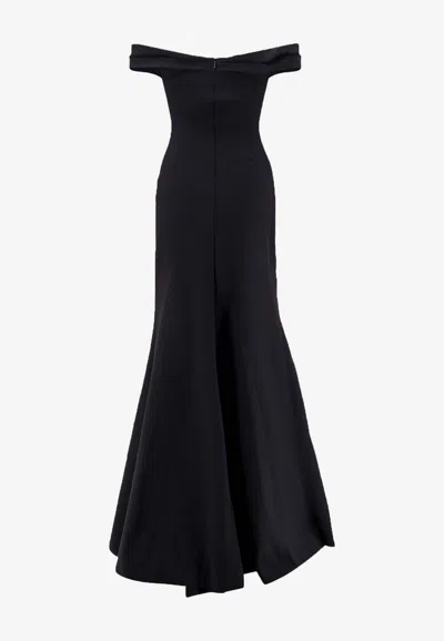 Chiara Boni La Petite Robe Goem Off-shoulder Satin Gown In Black