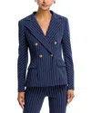 Chiara Boni La Petite Robe Goldas Pinstriped Double Breasted Blazer In Gray