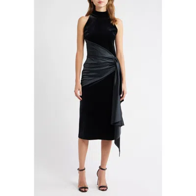 Chiara Boni La Petite Robe Gudairi Velvet Draped Cocktail Dress In Black