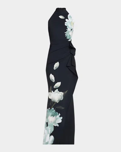 Chiara Boni La Petite Robe Gudrum Floral-print Jersey Mermaid Gown In Black