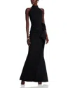 Chiara Boni La Petite Robe Cocoon Collar Trumpet Gown In Black