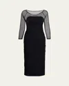 Chiara Boni La Petite Robe Gyun Ruched Rhinestone Illusion Midi Dress In Black