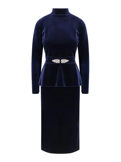 Chiara Boni La Petite Robe Haby Velvet Sheath Dress In Blue