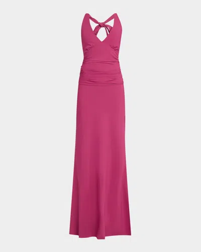 Chiara Boni La Petite Robe Halter Stretch-jersey Gown In Beetroot