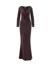 Chiara Boni La Petite Robe Glitter Wrap-detail Maxi Dress In Brown