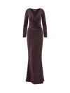 Chiara Boni La Petite Robe Glitter Wrap-detail Maxi Dress In Brown