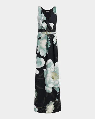 Chiara Boni La Petite Robe Heiha Belted Floral-print Gown In Multi
