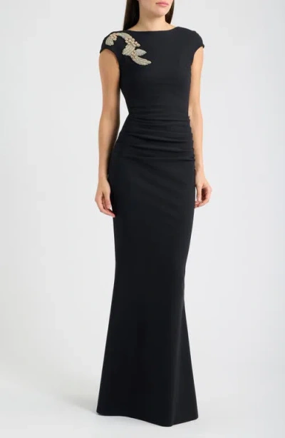 Chiara Boni La Petite Robe Hesupus Crystal Embellished Ruched Gown In Black
