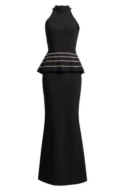 Chiara Boni La Petite Robe Imera Peplum Mermaid Gown In Black