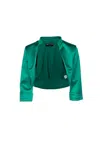 Chiara Boni La Petite Robe Satin Bolero Cropped Jacket In Green