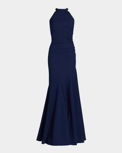 Chiara Boni La Petite Robe Janis Sleeveless Halter Gown In Blue