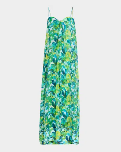 Chiara Boni La Petite Robe Junji Strapless Watercolor-print Chiffon Gown In Balinese Green