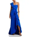 Chiara Boni La Petite Robe Kafu Ruffle One-shoulder Mermaid Gown In Azulejo
