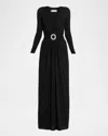 Chiara Boni La Petite Robe Kalin Sugar Embellished V-neck Gown In Black