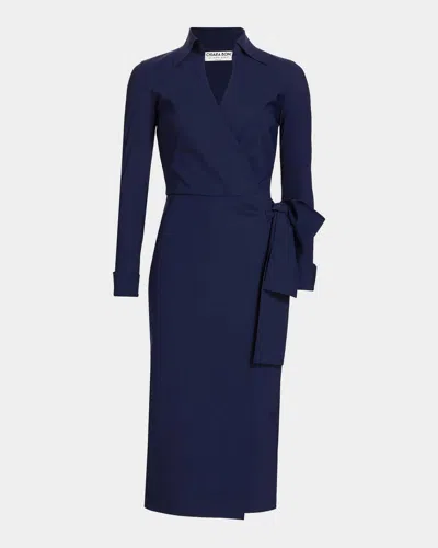 Chiara Boni La Petite Robe Kamala Shirt-collar Jersey Wrap Dress In Black