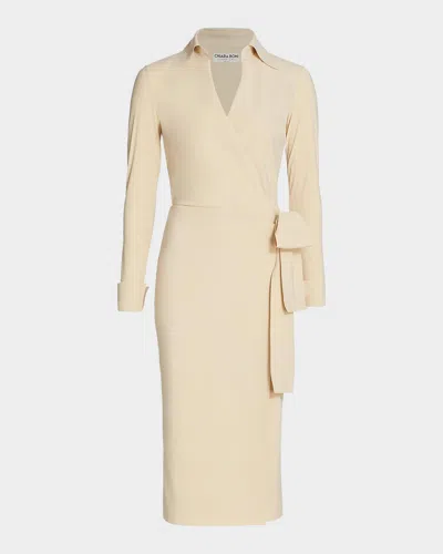 Chiara Boni La Petite Robe Kamala Shirt-collar Jersey Wrap Dress In Neutral