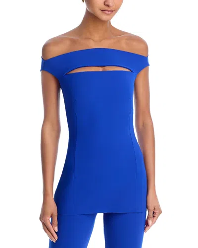 Chiara Boni La Petite Robe Karen Off The Shoulder Cut Out Top In Azulejo