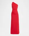 Chiara Boni La Petite Robe Kashana Ruched One-shoulder Long Gown In Red