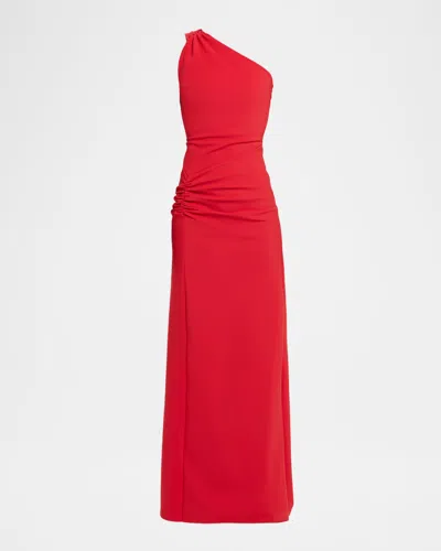Chiara Boni La Petite Robe Kashana Ruched One-shoulder Long Gown In Red