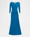 Chiara Boni La Petite Robe Koly Draped Surplice Jersey Gown In Blue