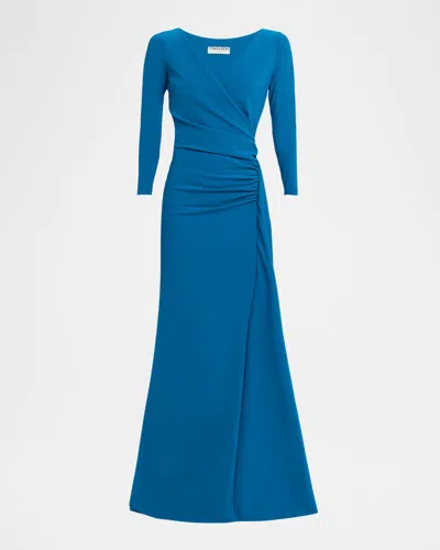 Chiara Boni La Petite Robe Koly Draped Surplice Jersey Gown In Blue