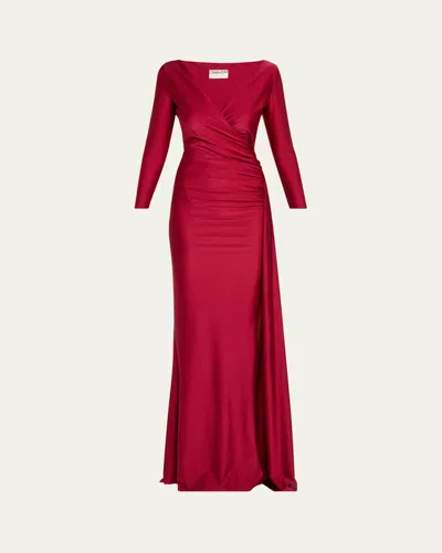 Chiara Boni La Petite Robe Koly Draped Surplice Jersey Gown In Red