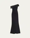 Chiara Boni La Petite Robe Koppany Ruched One-shoulder Jersey Trumpet Gown In Black