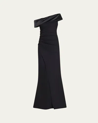 Chiara Boni La Petite Robe Koppany Ruched One-shoulder Jersey Trumpet Gown In Black