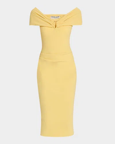 Chiara Boni La Petite Robe Kyoji Off-shoulder Midi Sheath Dress In Soleil