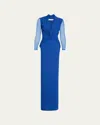 Chiara Boni La Petite Robe Lalia Twist-front Illusion Column Gown In Nautico
