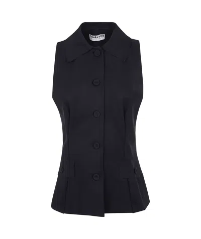 Chiara Boni La Petite Robe Lapel Vest In Black  