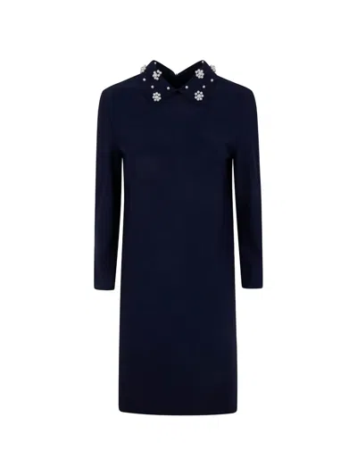Chiara Boni La Petite Robe Leotie Embellished-collar Mini Dress In Blue