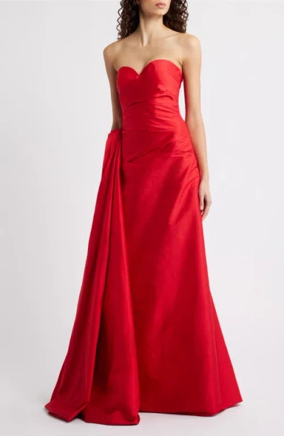 Chiara Boni La Petite Robe Lilya Strapless Taffeta Ballgown In Red