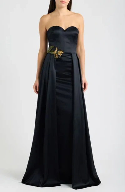 Chiara Boni La Petite Robe Lucyla Embellished Strapless Gown In Black