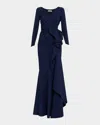Chiara Boni La Petite Robe Maco Bow-draped Jersey Gown In Blue