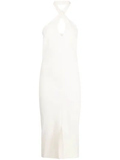 Chiara Boni La Petite Robe Mansur Halterneck Midi Dress In White