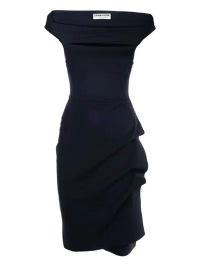 Chiara Boni La Petite Robe Melania Off-shoulder Draped Midi Dress In Black