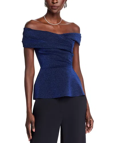Chiara Boni La Petite Robe Mique Shimmer Off The Shoulder Top In Iris
